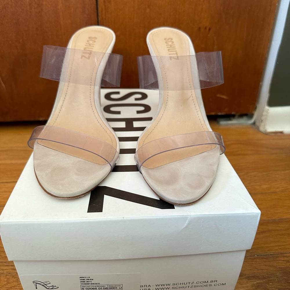 SCHUTZ Women's Clear Strap Heels - Cream